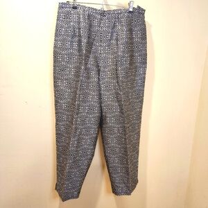 TALBOTS Black and White Patterned Pure Silk  Dress Pants Size 14